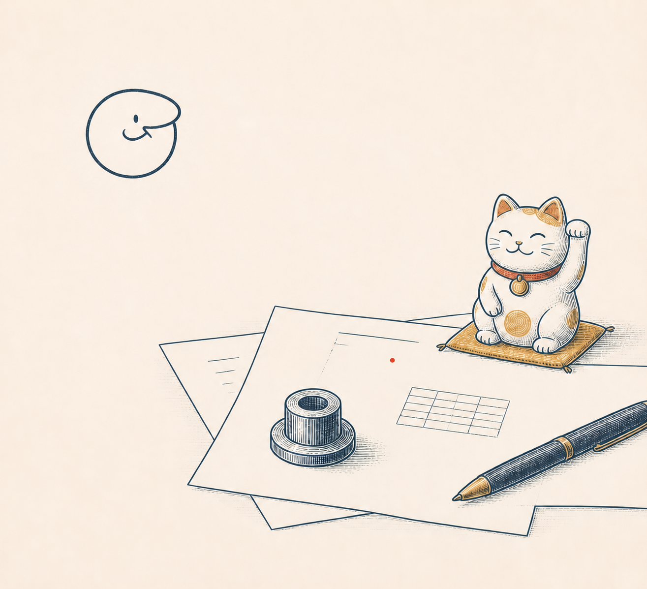 Gatito junto a documentos, una muestra y un punto rojo de control